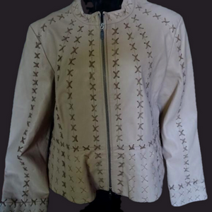 GUILLAUME LEATHER JACKET WITH X STITCHING